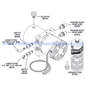 Pump (Motor) Assembly, Part MIP242 (OEM Parts 002-0444-00, 014-0035-00, 002-0127-00, 002-0133-00, and 014-0262-00)