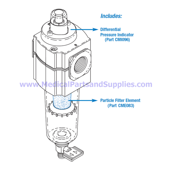 Particle Filter Assembly for Dental Compressors, Part CMA082 (OEM Part 85617)