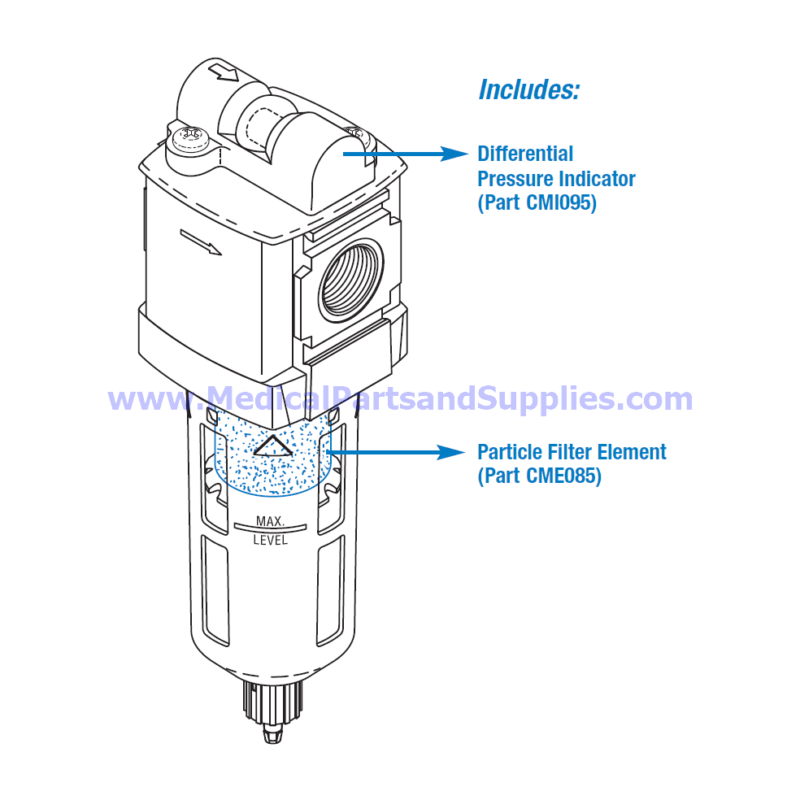 Particle Filter Assembly for Dental Compressors, Part CMA084 (OEM Part 86197)