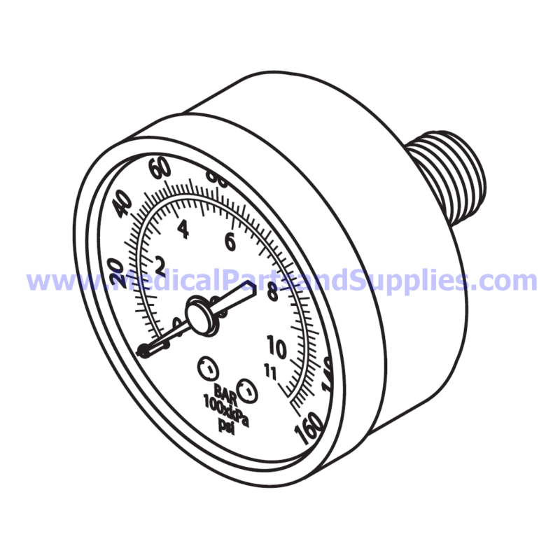 Pressure Gauge (160 PSI), Part CMG048 (OEM Part 60011)