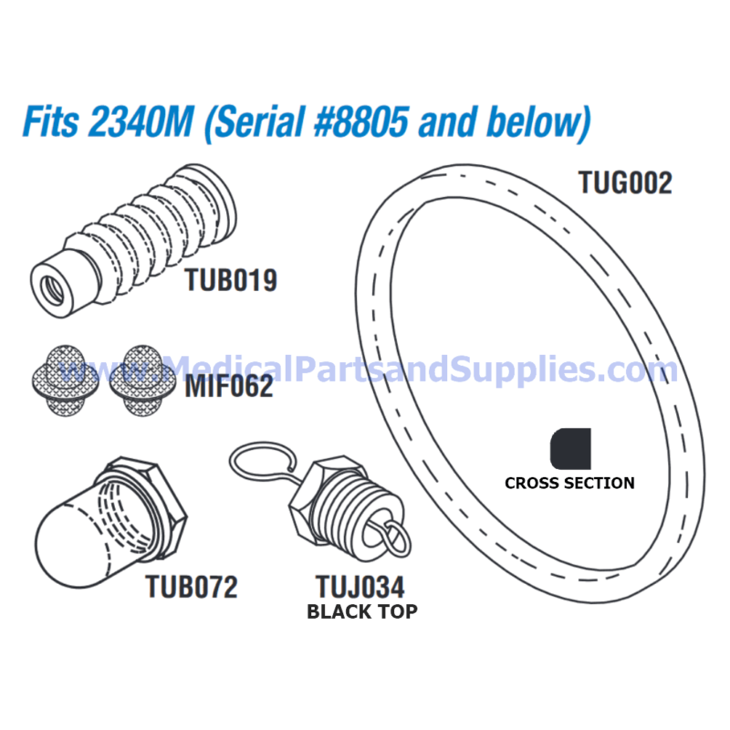 PM Kit (Preventive Maintenance) and Door Gasket for the Tuttnauer® 2340M (Older Models), Part TUK123 (OEM Part 02610005)