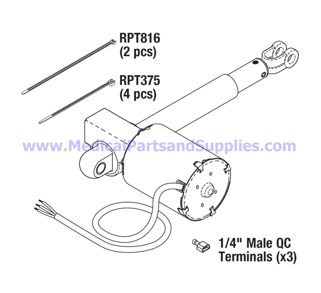 Back or Foot Actuator, Part MIA164 (OEM Parts 002-0215-00 and 002-0590-00)