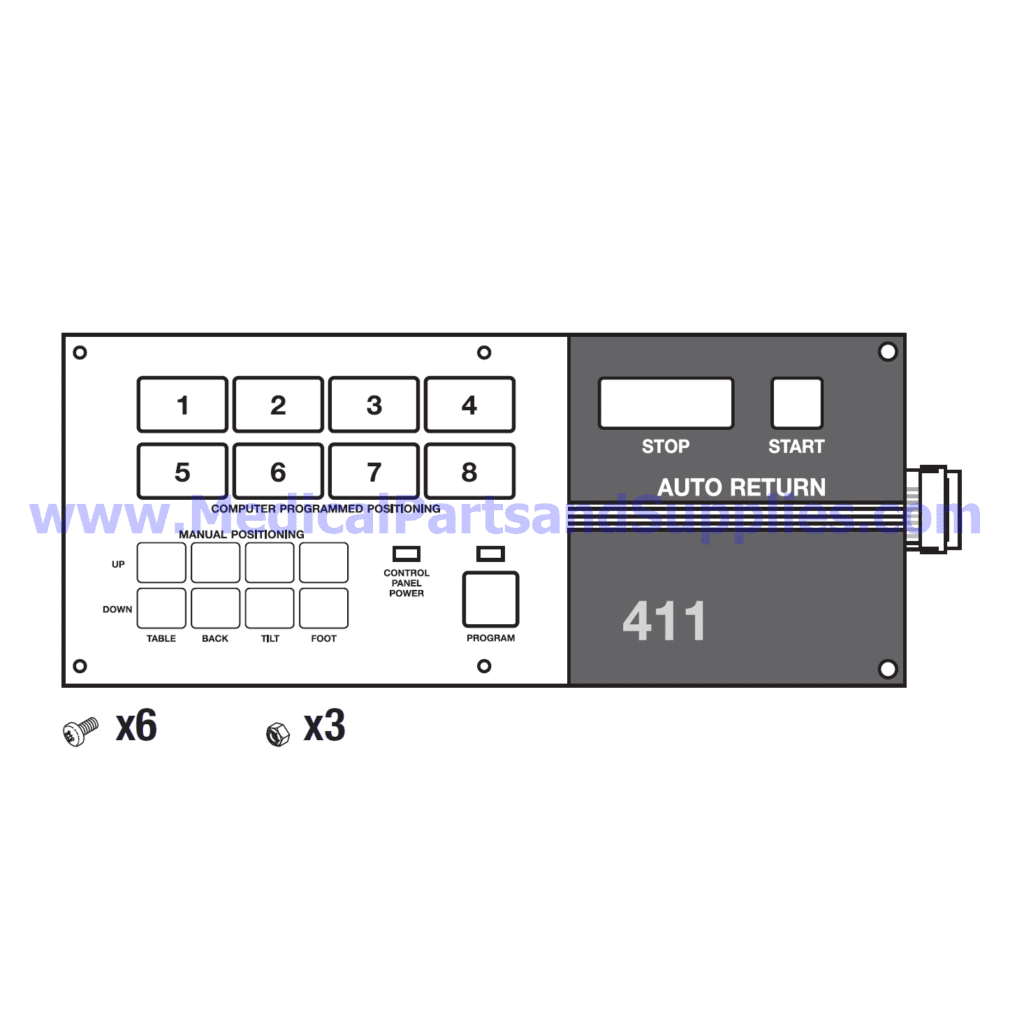 Program Panel for the Midmark-Ritter® 411 (75L), Part MIP191 (OEM Part 015-0440-00)