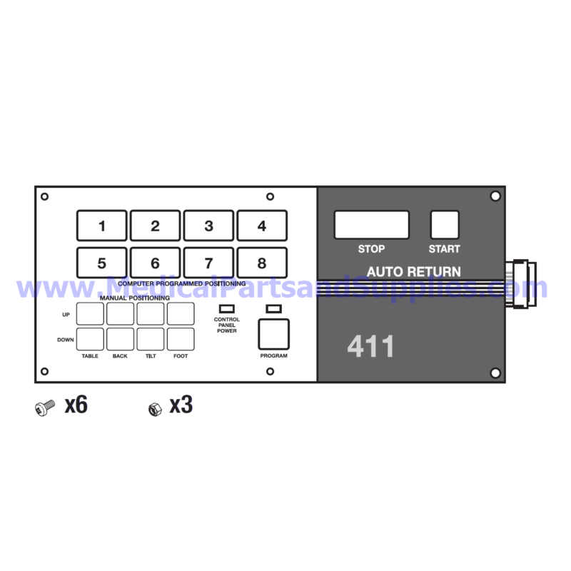 Program Panel for the Midmark-Ritter® 411 (75L), Part MIP191 (OEM Part 015-0440-00)