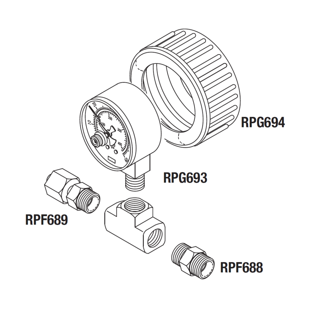 Pressure Gauge (Test or Diagnostic), Part TUG110 (OEM Part TEST-2)