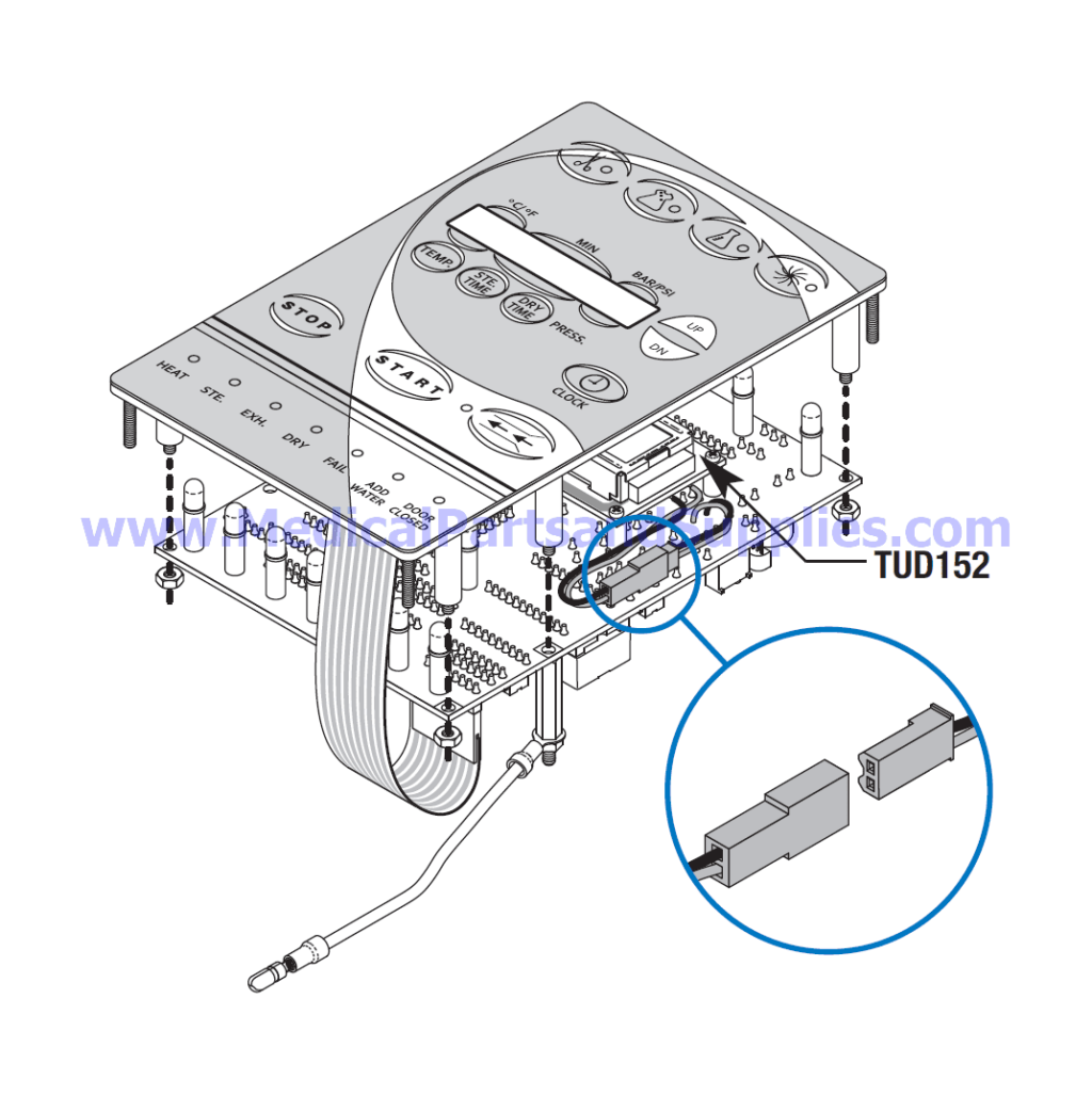 Predg Board (Display) Assembly with Gray Keypad and Green LCD for Tuttnauer® Automatic Autoclaves, Part TUA160 (OEM Part 03700026)