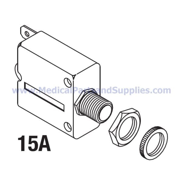 Circuit Breaker (15A), Part TUB047 (OEM Part 01910100)