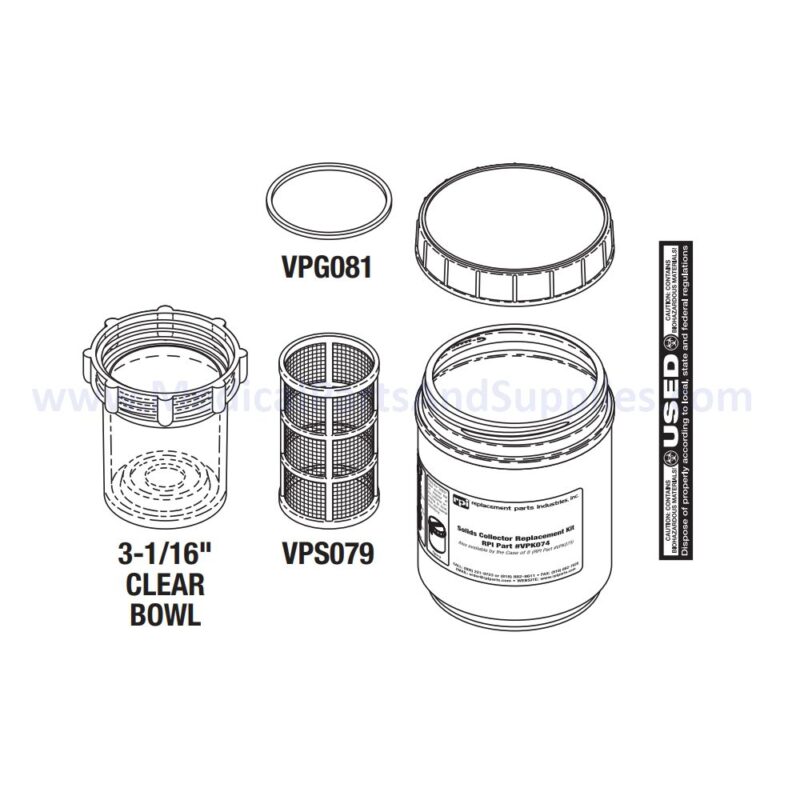 Solids Collector Replacement Kit for the DentalEZ® MC-201 Dental Vacuum, Part VPK074