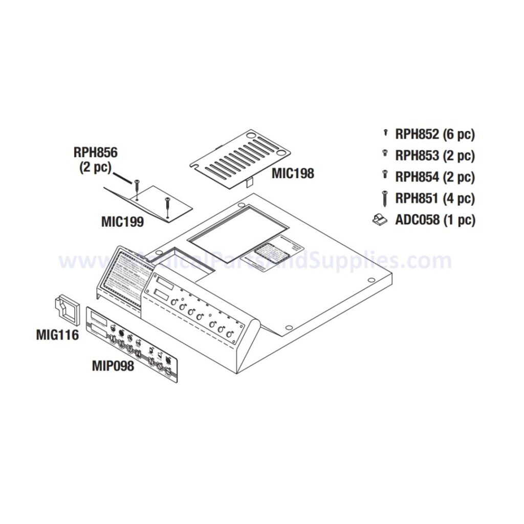 Top Cover Kit for the Midmark Ritter M9® Sterilizer, Part MIK196 (OEM Part #002-0356-00)