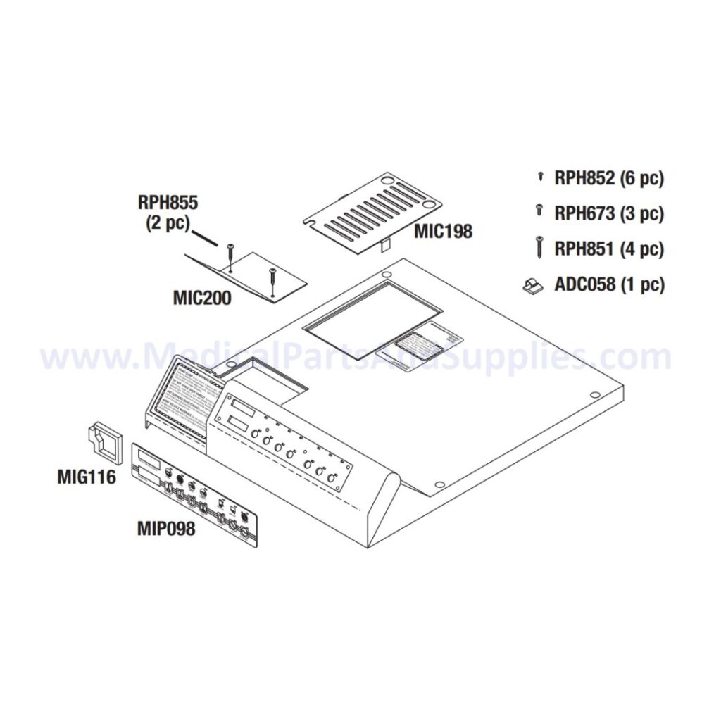 Top Cover Kit for the Midmark Ritter M11® Sterilizer, Part MIK197 (OEM Part #002-0503-00)