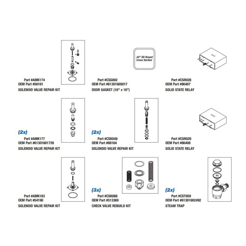Spare Parts Package for the Getinge/Castle® Sterilizer 3522, Part CSP042(OEM Part #61301602498)