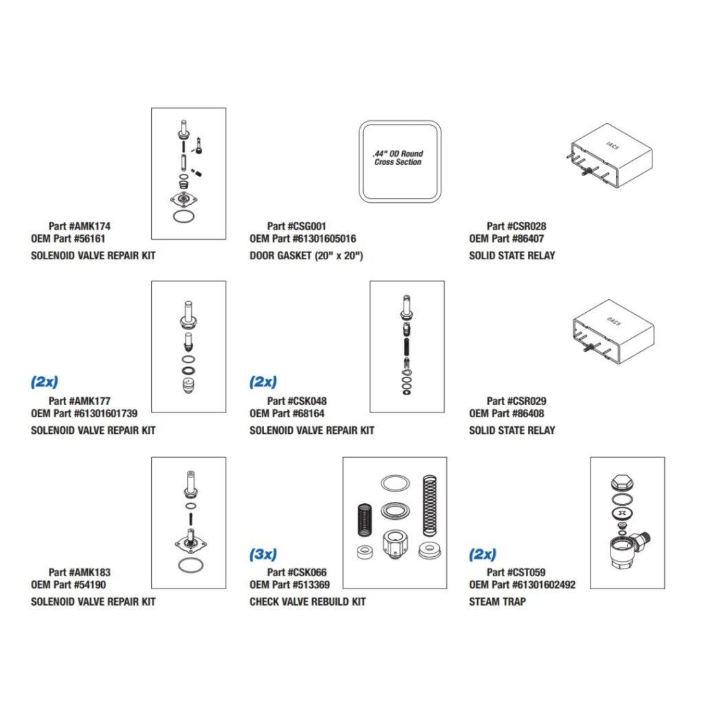 Spare Parts Package for the Getinge/Castle® Sterilizer 3522, Part CSP045 (OEM Part 61301602501)